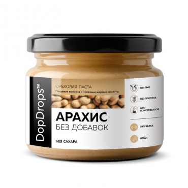 Паста арахисовая без добавок DopDrops, 250 гр