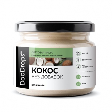 Паста кокосовая без добавок DopDrops, 250 гр