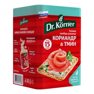 Хлебцы ржаные с кориандром и тмином Dr.Korner, 100 гр