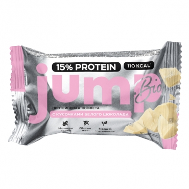 Конфета протеиновая с кусочками белого шоколада JUMP, 30 гр