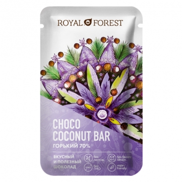 Шоколад горький 70% Choco Coconut Bar Royal Forest, 20 гр