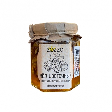 Мёд цветочный с грецким орехом цельным Zuzza, 250 гр
