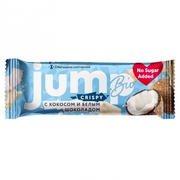 Батончик глазированный «С кокосом и белым шоколадом» JUMP Crispy, 40 гр