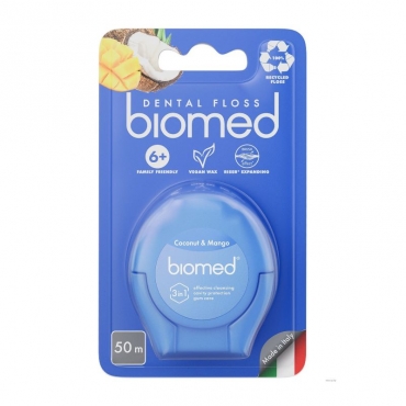 Зубная нить "Кокос и манго" BIOMED, 50 м