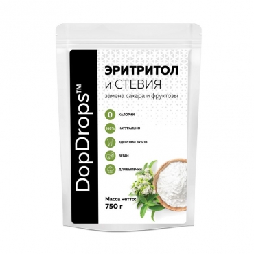 Подсластитель "Эритритол и стевия"  DopDrops, 750 гр
