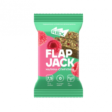 Печенье овсяное протеиновое "Flap Jack" малина-спирулина, ProteinRex, 60 гр