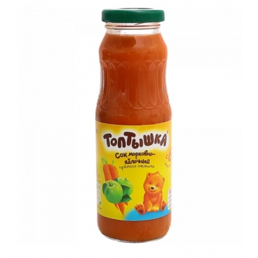Морковно-яблочный сок с мякотью прямого отжима Топтышка, 250мл