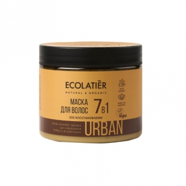 Маска для волос "SOS восстановление 7 в 1 какао и жожоба" Ecolatier Urban, 380 мл