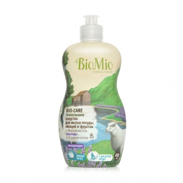 Экологичное средство для мытья посуды, овощей и фруктов с эфирным маслом лаванды BioMio, 450 мл
