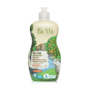 Экологичное средство для мытья посуды, овощей и фруктов с эфирным маслом мандарина BioMio, 450 мл