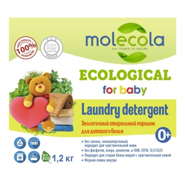Порошок стиральный для белого и цветного детского белья Molecola, 1,2 кг