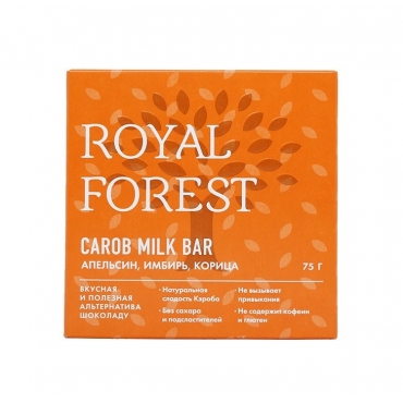 "Шоколад" из кэроба с апельсином, имбирем и корицей Royal Forest, 75 гр