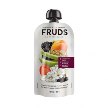 Пюре фруктовое "Яблоко-абрикос-чернослив-творог" FRUDS, 150 гр