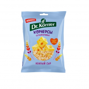 Чипсы цельнозерновые кукурузно-рисовые с сыром Dr.Korner, 50 гр