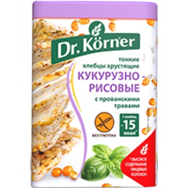 Хлебцы хрустящие "Кукурузно-рисовые с прованскими травами" Dr.Korner, 100 гр