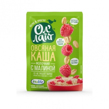 Каша овсяная молочная с малиной Ол'лайт, 40 гр