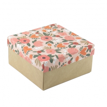 Коробка для подарка "Персиковые цветы" 20х20х10