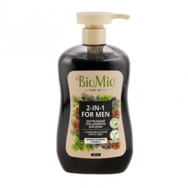 Гель-шампунь для мужчин 2в1 с эфирными маслами мяты и кедра BioMio, 650 мл